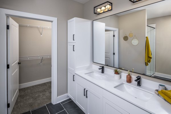 Modern bathroom with sleek fixtures at Broadstone SoBro Apartments
