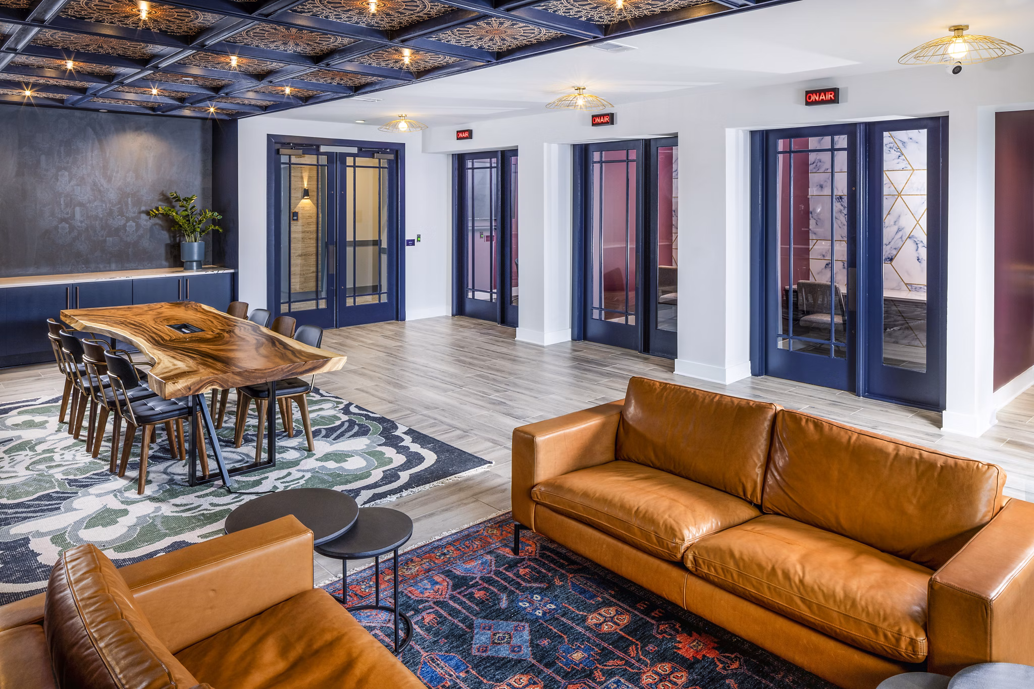 Lobby with modern design elements at Broadstone SoBro luxury apartments
