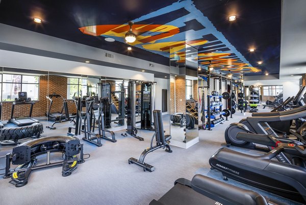 Modern fitness center with state-of-the-art equipment at Broadstone SoBro Apartments in Nashville