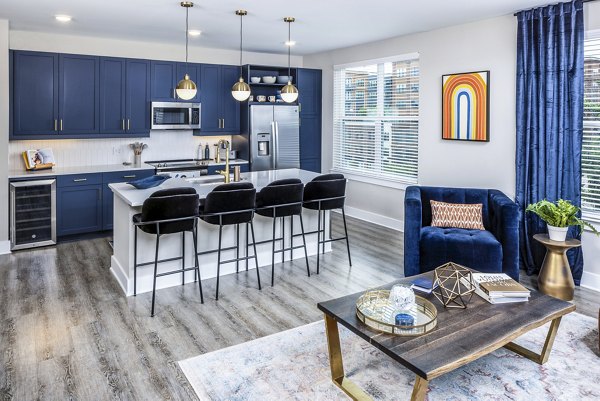 Sleek kitchen with stainless steel appliances at Broadstone SoBro Apartments, Nashville