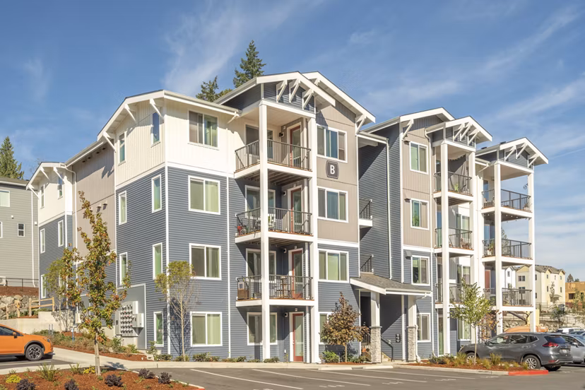 Park on 20th Apartments: Elegant view of luxury high-rise apartments in vibrant downtown setting