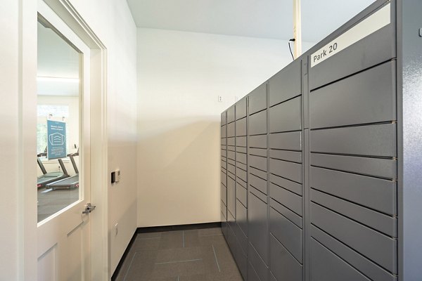 Convenient parcel locker at Park on 20th Apartments for secure package delivery