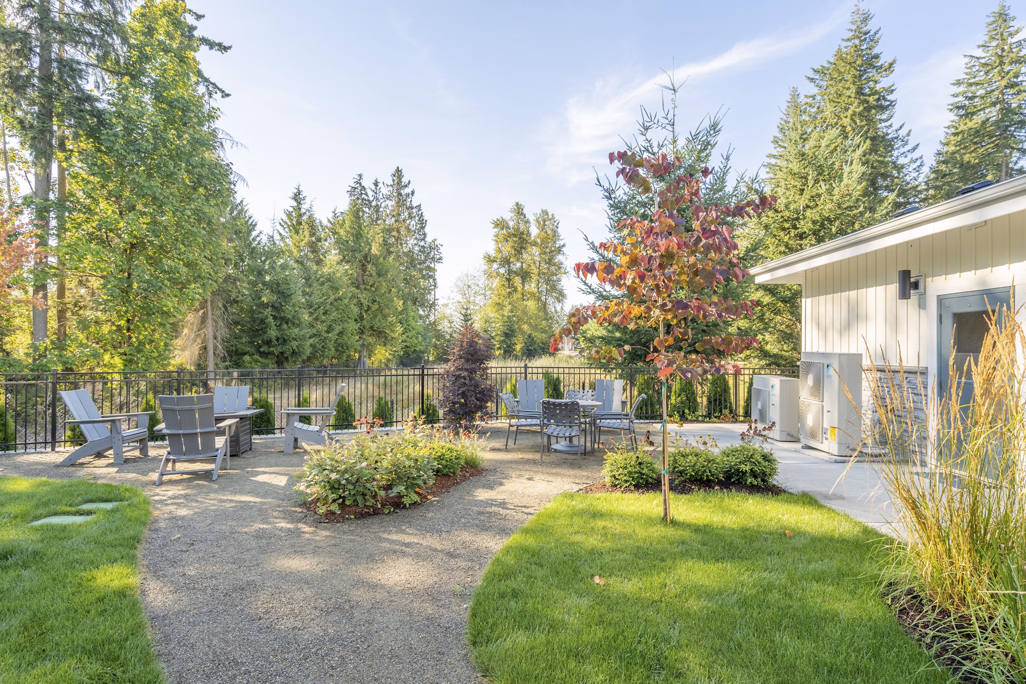 Tranquil courtyard with lush greenery at Park on 20th Apartments