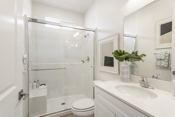 Bathroom featuring modern fixtures and sleek design in Vello Valley BTR Single Apartment Townhomes