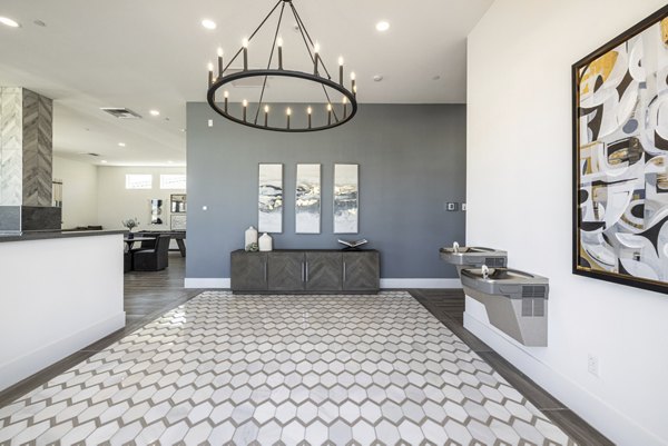 Clubhouse and lobby with modern design elements at Vello Valley BTR single apartment townhomes