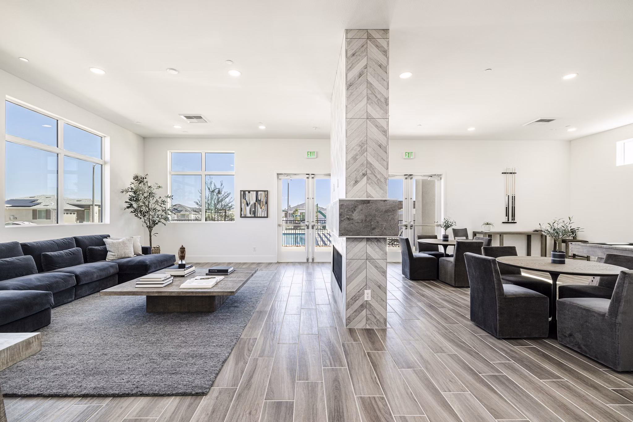 Clubhouse featuring modern decor and seating at Vello Valley BTR Single Apartment Townhomes