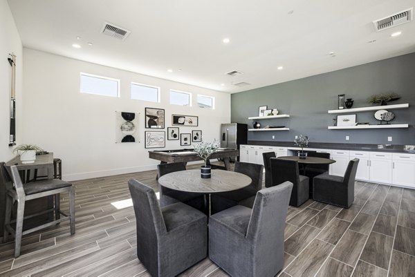 Clubhouse game room with pool table at Vello Valley BTR Single Apartment Townhomes