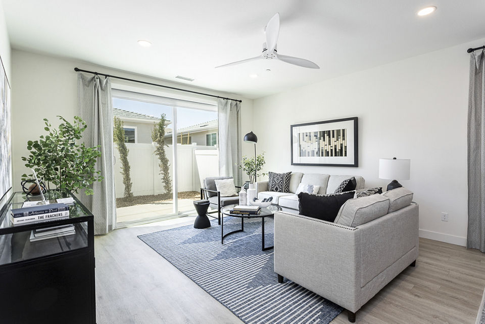 Living room featuring modern furnishings and natural light at Vello Valley BTR Single Apartment Townhomes