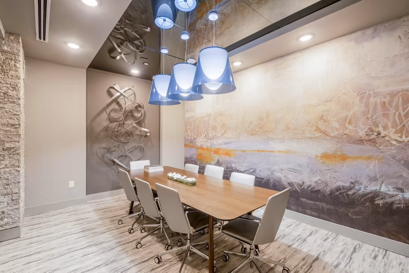 Modern meeting facility with advanced tech at Cadence at Frisco Station Apartments
