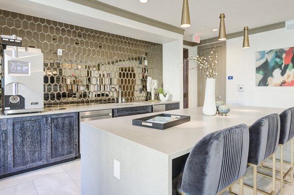 Modern clubhouse with contemporary decor at The Link at Twin Creeks Apartments