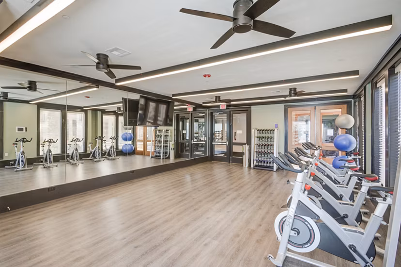 State-of-the-art fitness center at The Link at Twin Creeks Apartments