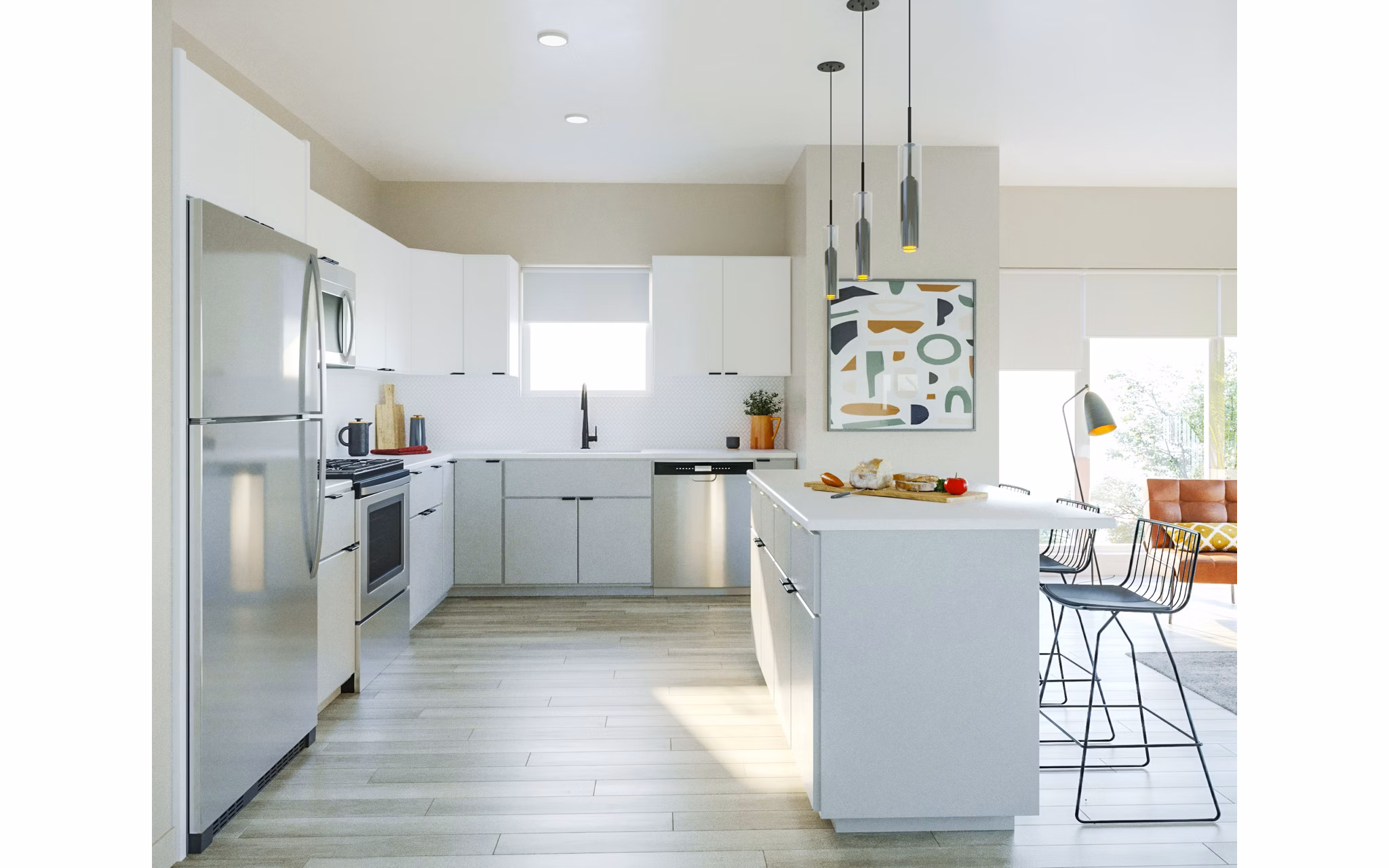 kitchen rendering at Beyond Woodbury Apartments