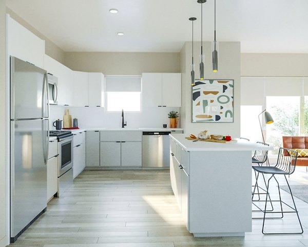 kitchen rendering at Beyond Woodbury Apartments
