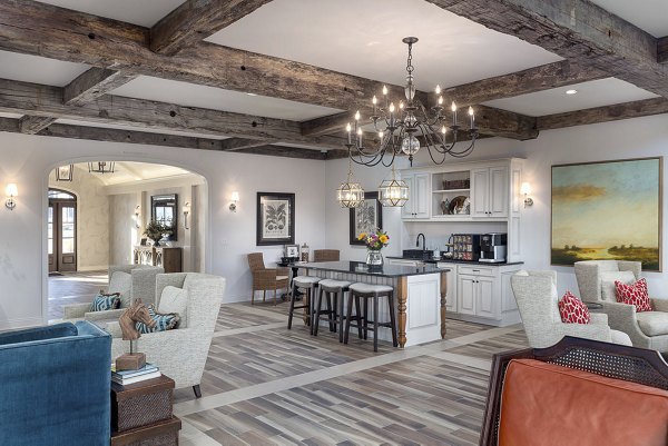 Clubhouse with stylish seating and modern decor at Savannah West Apartments