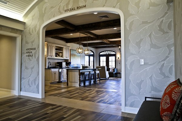 Clubhouse at Savannah West Apartments featuring elegant lounge areas and modern design elements for luxury living in Kansas City
