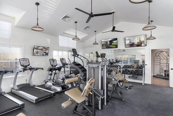 State-of-the-art fitness center featuring modern equipment at Savannah West Apartments