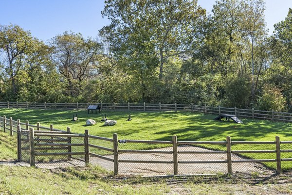Dog park with agility equipment at Savannah West Apartments