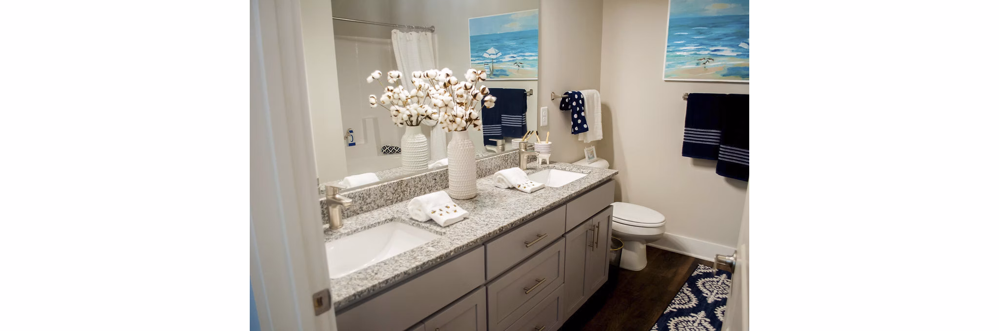 Modern bathroom with sleek fixtures at The Arden Apartments