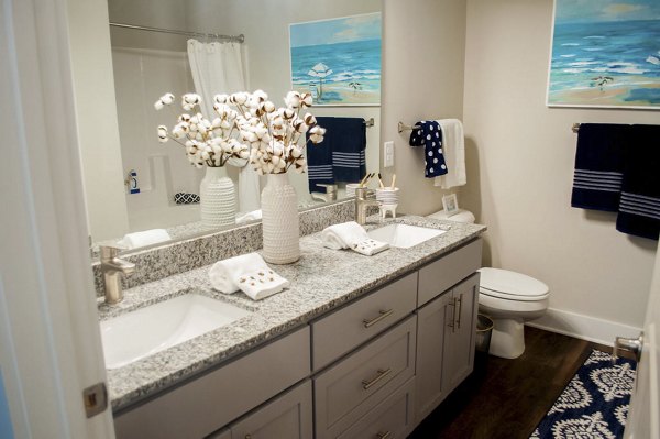 Modern bathroom with sleek fixtures at The Arden Apartments