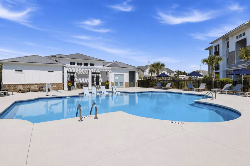 Resort-style pool area at The Arden Apartments, offering luxury leisure experience with modern amenities