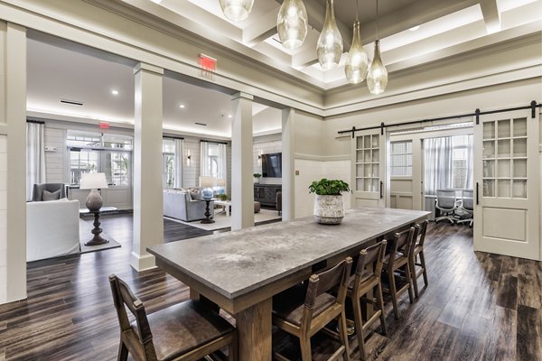 Elegant clubhouse with modern lounge spaces at The Vaughan Apartments, perfect for social gatherings and events
