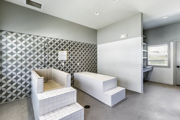 A convenient dog wash station at The Vaughan Apartments, perfect for pampering your pet after a day out