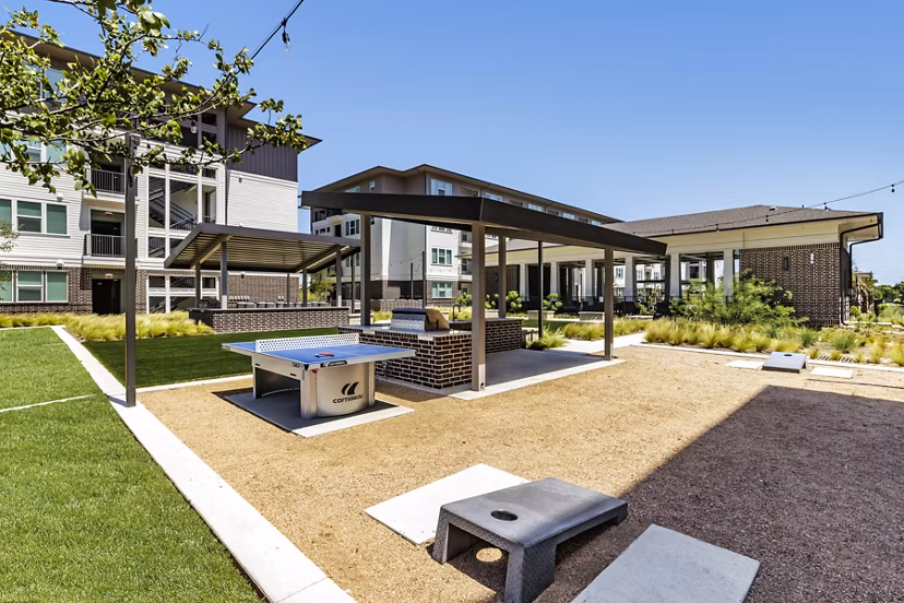 Sport court with vibrant markings at The Vaughan Apartments for recreation and fitness enthusiasts