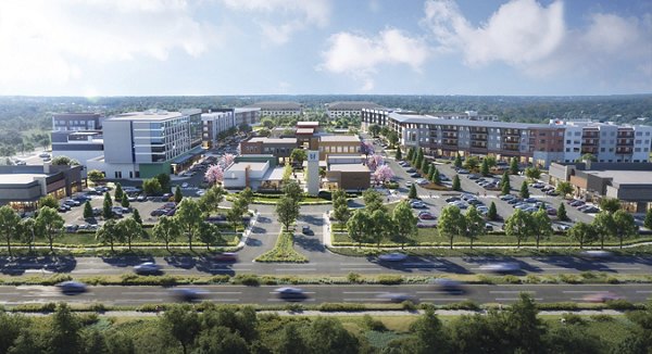 Contemporary high-rise building view at The Vaughan Apartments, luxury urban living