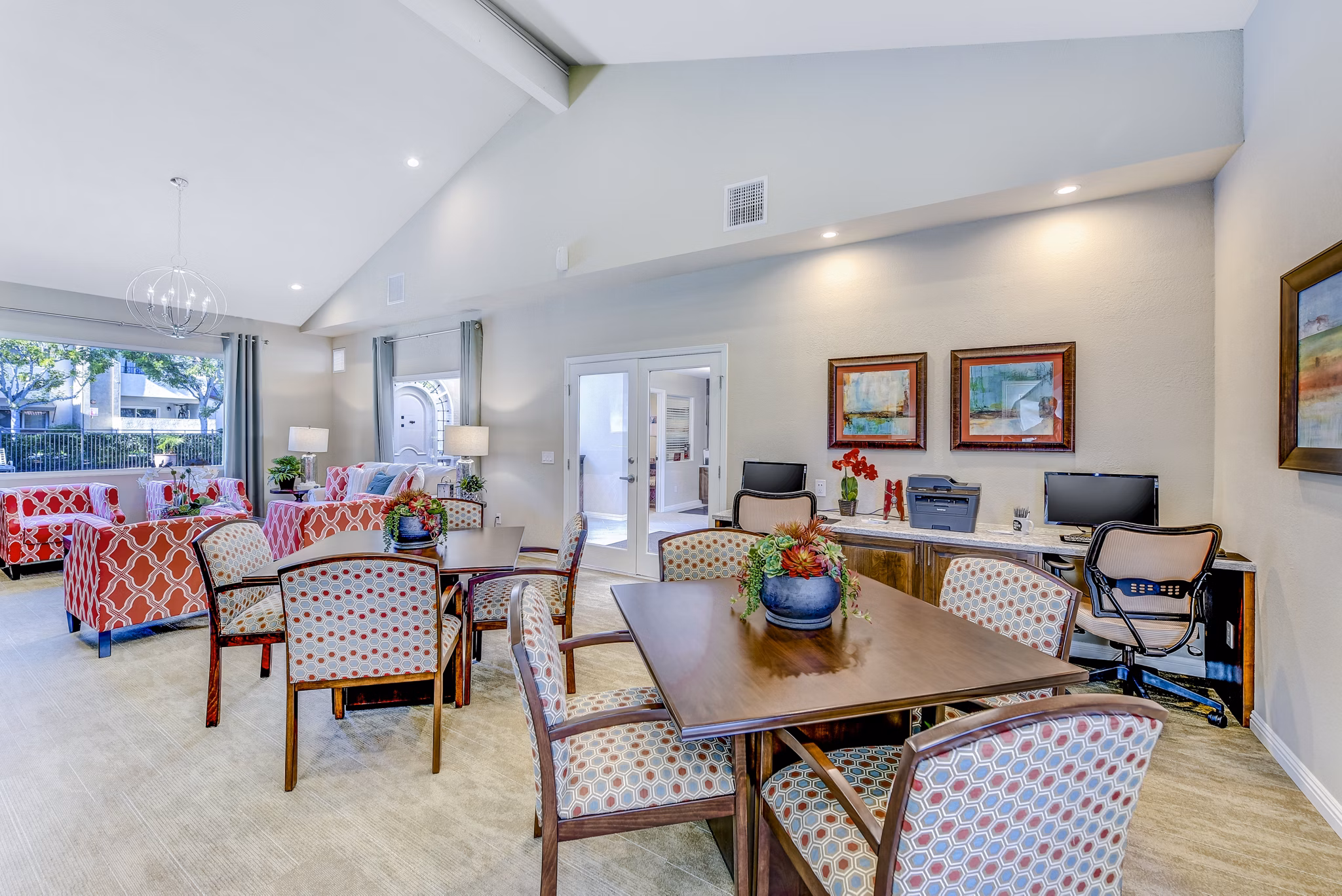 Clubhouse featuring modern design and cozy seating at Adagio Apartments