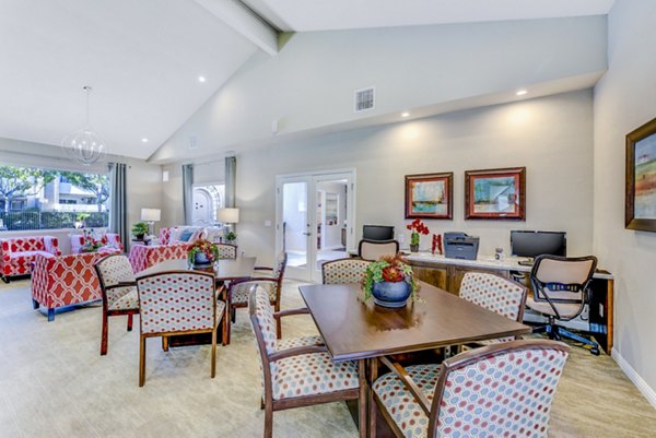 Clubhouse featuring modern design and cozy seating at Adagio Apartments