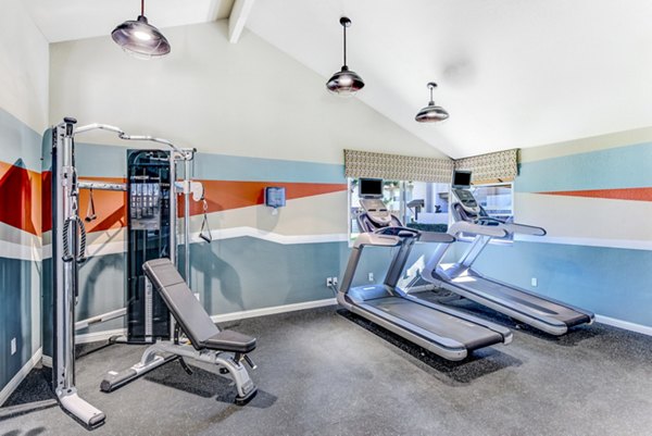 Fitness center with modern equipment at Adagio Apartments