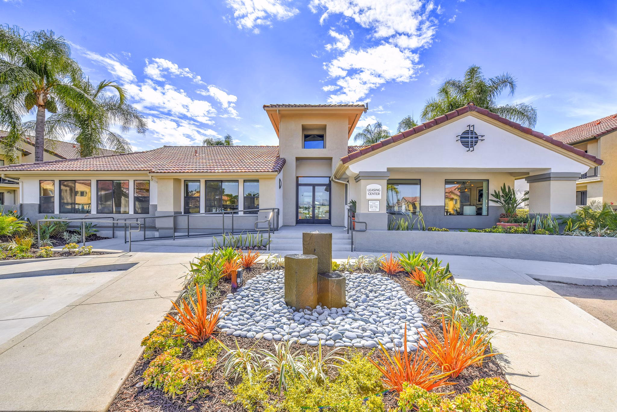 Modern clubhouse and leasing office at Altair Apartments, featuring contemporary design and welcoming spaces