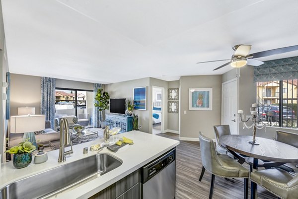 Elegant dining room with modern furnishings at Altair Apartments