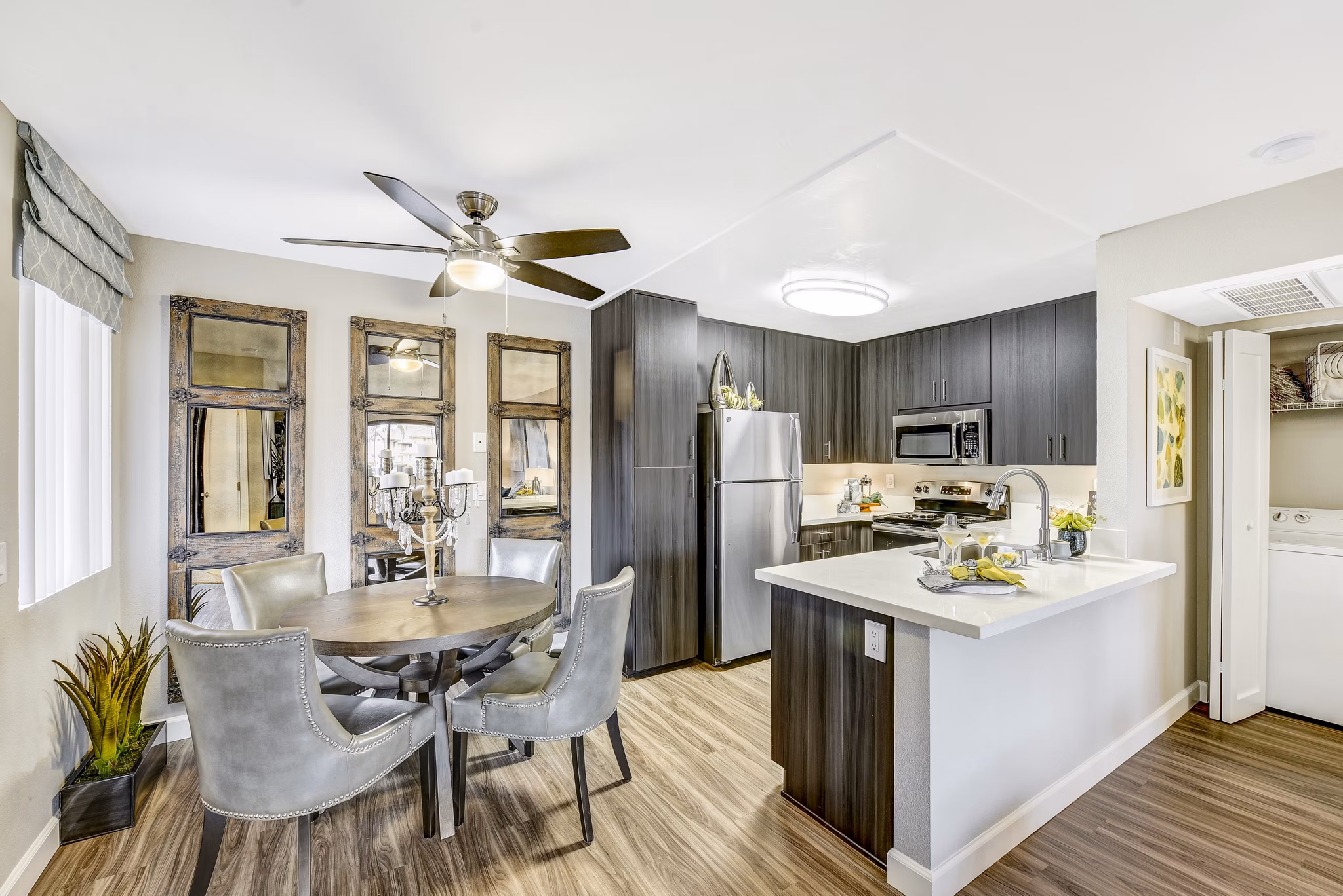 Modern dining room with elegant furnishings at Altair Apartments