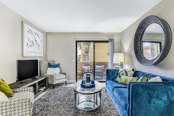 Elegant living room with modern furnishings at Altair Apartments luxury homes