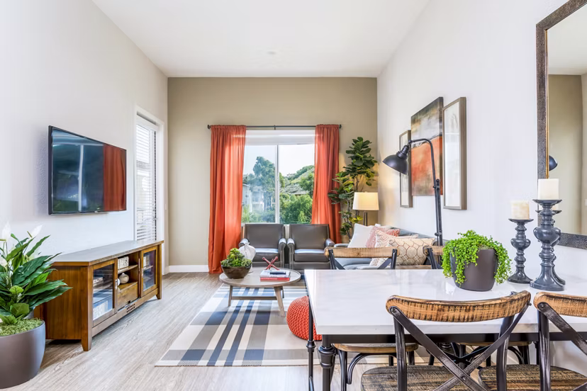 Elegant dining room with modern furnishings at Altura Apartments offering luxury living experience
