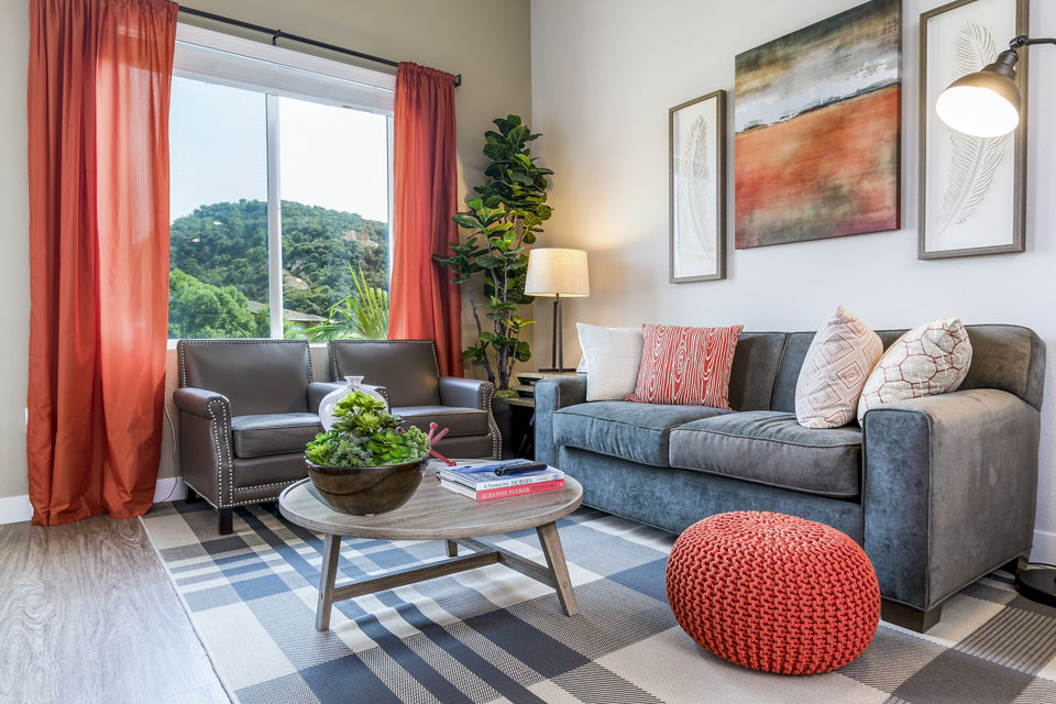 Spacious living room with modern decor at Altura Apartments, ideal for luxury living