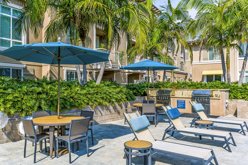 Grill area with modern seating at Altura Apartments, a luxury community