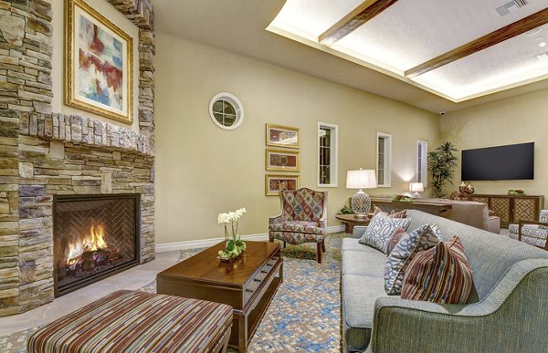 Upscale clubhouse with modern design elements at Avino Apartments, Greystar luxury community in a prime location