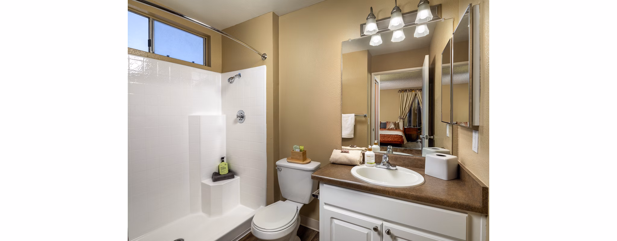 Modern bathroom with sleek finishes at Bella Terra Apartments