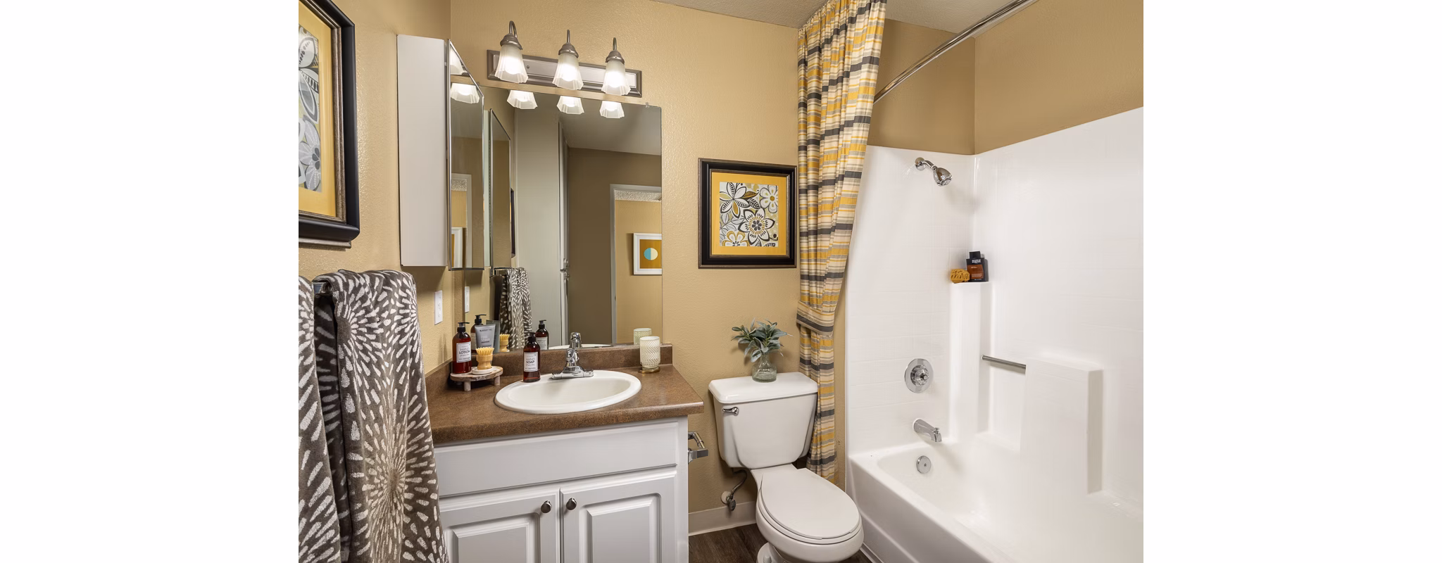 Modern bathroom with sleek fixtures at Bella Terra Apartments