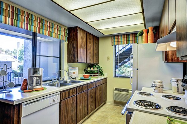 Modern kitchen with stainless steel appliances at The Casas Apartments, a Greystar luxury apartment community