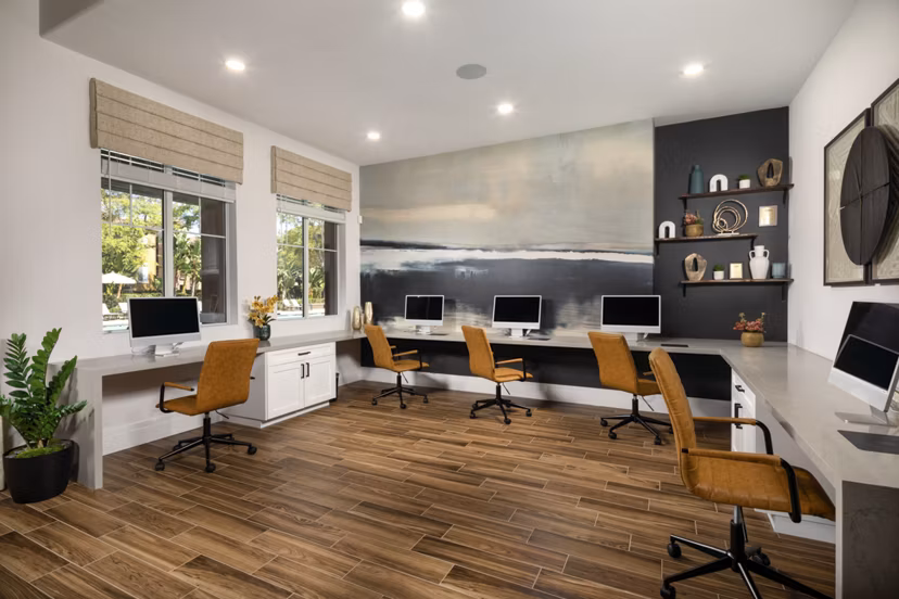 Clubhouse featuring modern seating and stylish decor at Casoleil Apartments, ideal for social gatherings and community events