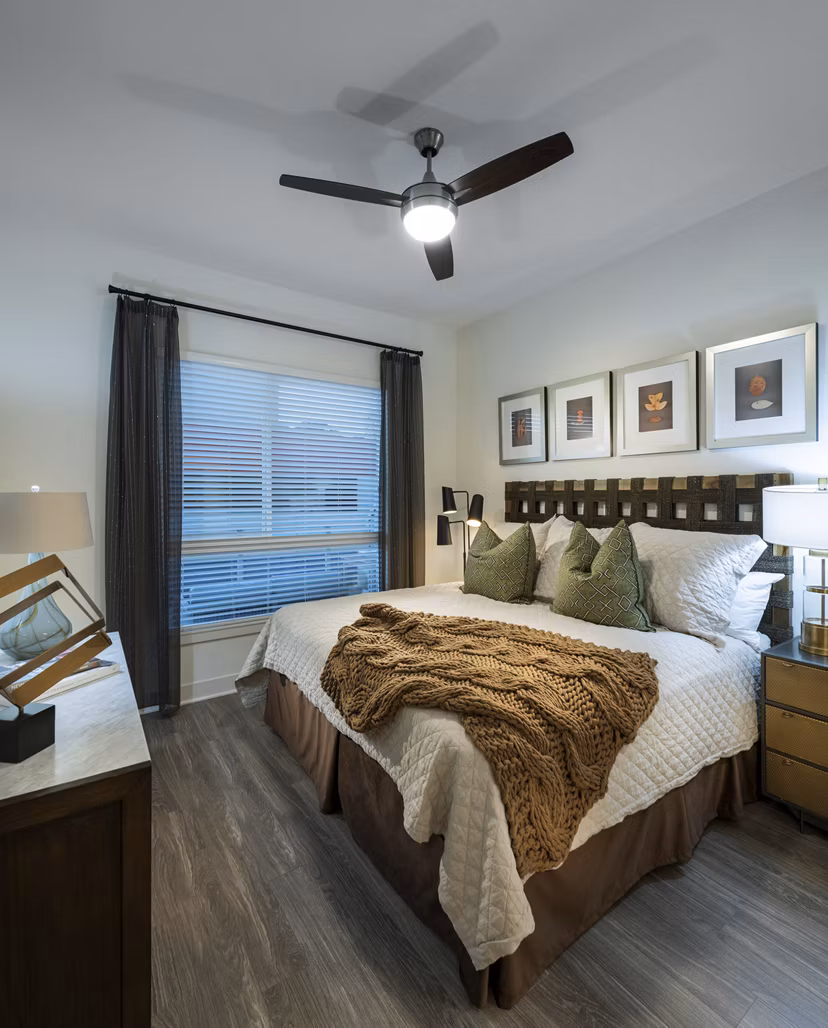 Spacious bedroom with modern decor at Hanover West LA Apartments
