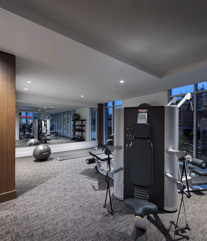 Modern fitness center with state-of-the-art equipment at Hanover West LA Apartments