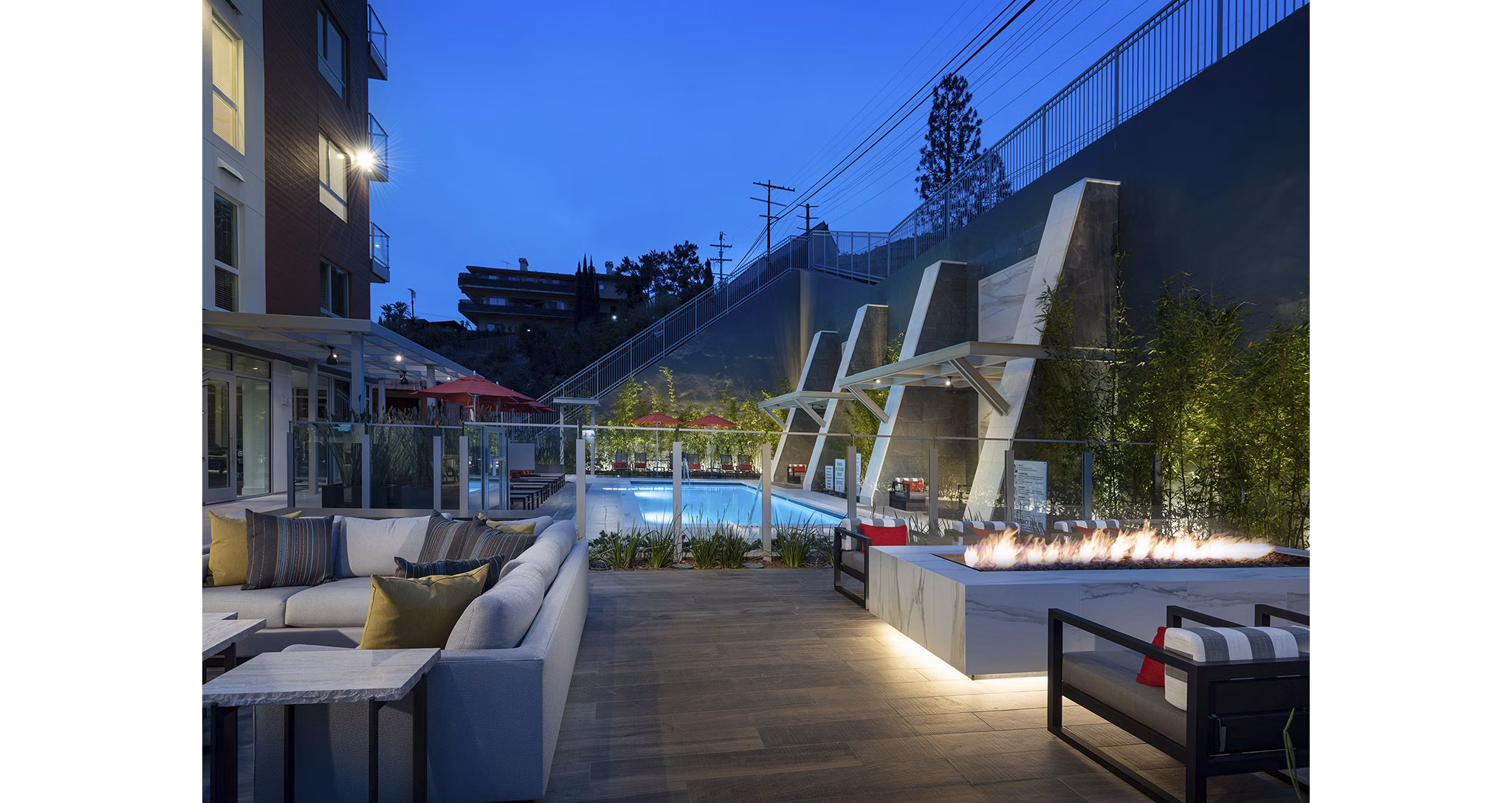 fire pit at Hanover West LA Apartments