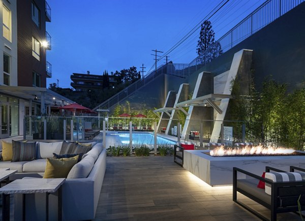 fire pit at Hanover West LA Apartments