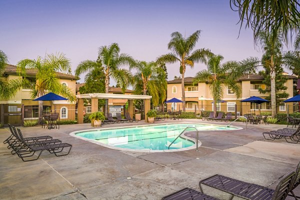 Luxe pool at The Landing at Ocean View Hills: Nearby Greystar community offering relaxation and recreation with modern amenities