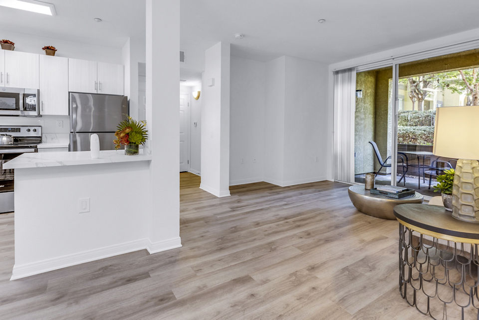 Spacious living room with modern furnishings in Legacy Apartments, Greystar's luxury living spaces
