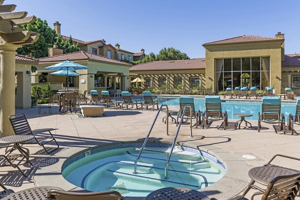 Relaxing outdoor hot tub at Legacy Apartments, luxury community living